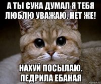 а ты сука думал я тебя люблю уважаю. нет же! нахуй посылаю. педрила ебаная