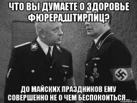 что вы думаете о здоровье фюрера,штирлиц? до майских праздников ему совершенно не о чем беспокоиться...