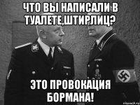 что вы написали в туалете,штирлиц? это провокация бормана!