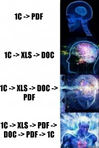 1С -> PDF 1C -> XLS -> DOC 1C -> XLS -> DOC -> PDF 1C -> XLS -> PDF -> DOC -> PDF -> 1C