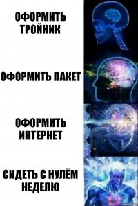 Оформить тройник Оформить пакет Оформить интернет Сидеть с нулём неделю