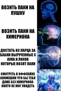 Возить паки на пушку Возить паки на химериона Достать из ларца за бабки вырученные с аука и лохов которые возят паки Смотреть в оффлайне анимешки что бы тебя даже без химериона никто не мог увидеть