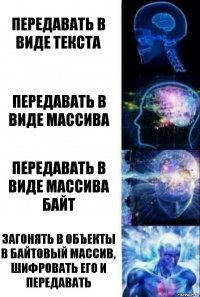 передавать в виде текста передавать в виде массива передавать в виде массива байт загонять в объекты в байтовый массив, шифровать его и передавать