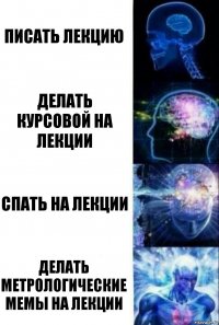 Писать лекцию Делать курсовой на лекции Спать на лекции Делать метрологические мемы на лекции