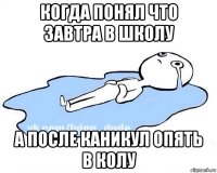 когда понял что завтра в школу а после каникул опять в колу