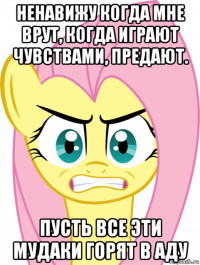 ненавижу когда мне врут, когда играют чувствами, предают. пусть все эти мудаки горят в аду