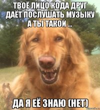 твоё лицо кода друг даёт послушать музыку а ты такой ... да я её знаю (нет)