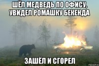 шёл медведь по офису, увидел ромашку бекенда зашёл и сгорел