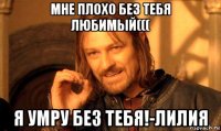 мне плохо без тебя любимый((( я умру без тебя!-лилия