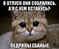 в отпуск они собрались, а я с кем останусь? педрилы ебаные