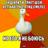 он шипит и тянет шею, нет, наверно, птиц смелее. но его я не боюсь. ...