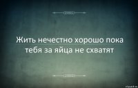 Жить нечестно хорошо пока тебя за яйца не схватят