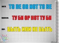 To be or not to be Ту би ор нот ту би быть или не быть