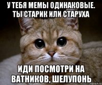 у тебя мемы одинаковые. ты старик или старуха иди посмотри на ватников, шелупонь