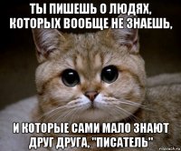 ты пишешь о людях, которых вообще не знаешь, и которые сами мало знают друг друга, "писатель"