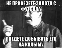 не привезёте золото с футбола поедете добывать его на колыму