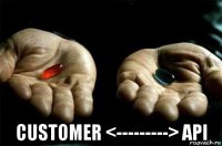  customer <---------> api