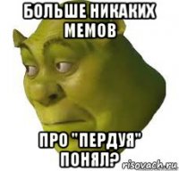 больше никаких мемов про "пердуя" понял?