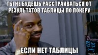 ты не будешь расстраиваться от результатов таблицы по покеру если нет таблицы