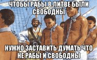чтобы рабы в литве были свободны нужно заставить думать что не рабы и свободны