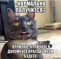 -нормально получится? -отлично, отлично! в документе красавчиком будете!