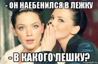 - он наебенился в лежку - в какого лешку?