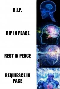 R.I.P. Rip in Peace Rest in Peace Requiesce in pace