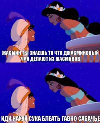 Жасмин ты знаешь то что джасминовый чай делают из жасминов Иди нахуй сука блеать гавно сабачье