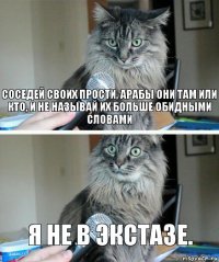 соседей своих прости, арабы они там или кто, и не называй их больше обидными словами Я не в экстазе.