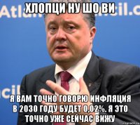 хлопци ну шо ви я вам точно говорю инфляция в 2030 году будет 0,02%. я это точно уже сейчас вижу