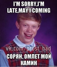 i'm sorry,i'm late,may i coming сорян, омлет мой камин