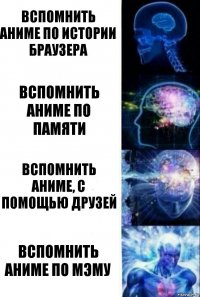 Вспомнить аниме по истории браузера Вспомнить аниме по памяти Вспомнить аниме, с помощью друзей Вспомнить аниме по мэму