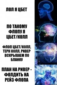 лол я цбет по такому флопу я цбет/колл флоп цбет/колл, терн колл, ривер вскрываем по бланку план на ривер - фолдить на рейз флопа