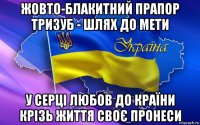 жовто-блакитний прапор тризуб - шлях до мети у серці любов до країни крізь життя своє пронеси