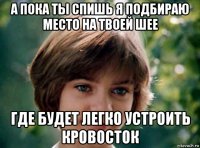 а пока ты спишь я подбираю место на твоей шее где будет легко устроить кровосток
