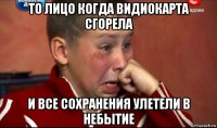 то лицо когда видиокарта сгорела и все сохранения улетели в небытие