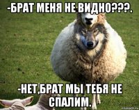 -брат меня не видно???. -нет,брат мы тебя не спалим.