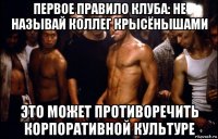 первое правило клуба: не называй коллег крысёнышами это может противоречить корпоративной культуре