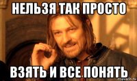 нельзя так просто взять и все понять