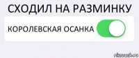 СХОДИЛ НА РАЗМИНКУ КОРОЛЕВСКАЯ ОСАНКА 