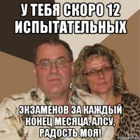 у тебя скоро 12 испытательных экзаменов за каждый конец месяца, алсу, радость моя!