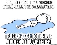 когда вспомнила что скоро конец четверти а у тебя дохера троек и тебе получать люлей от родителей