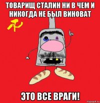 товарищ сталин ни в чем и никогда не был виноват это все враги!