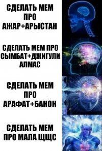 Сделать мем про ажар+арыстан Сделать мем про сымбат+джигули алмас сделать мем про арафат+банон сделать мем про Мала щщс