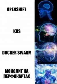 Openshift k8s docker swarm монолит на перфокартах