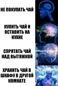 не покупать чай купить чай и оставить на кухне спрятать чай над вытяжкой Хранить чай в шкафу в другой комнате