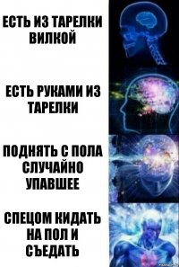 есть из тарелки вилкой есть руками из тарелки поднять с пола случайно упавшее спецом кидать на пол и съедать