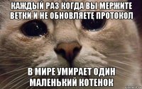 каждый раз когда вы мержите ветки и не обновляете протокол в мире умирает один маленький котенок