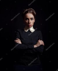 Создать мем Она строга и принципиальна - но