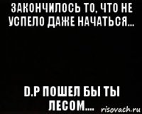 закончилось то, что не успело даже начаться... d.p пошел бы ты лесом....